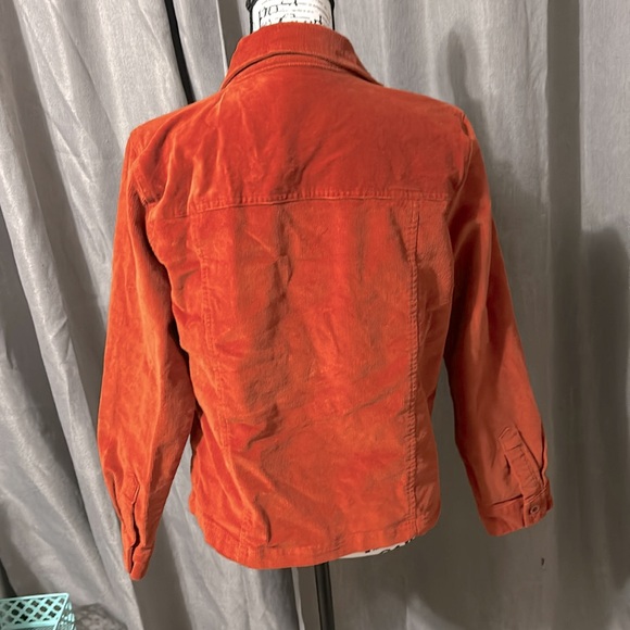 Dressbarn pumpkin orange wide wale cotton corduroy long sleeve blazer or jacket - Picture 2 of 4